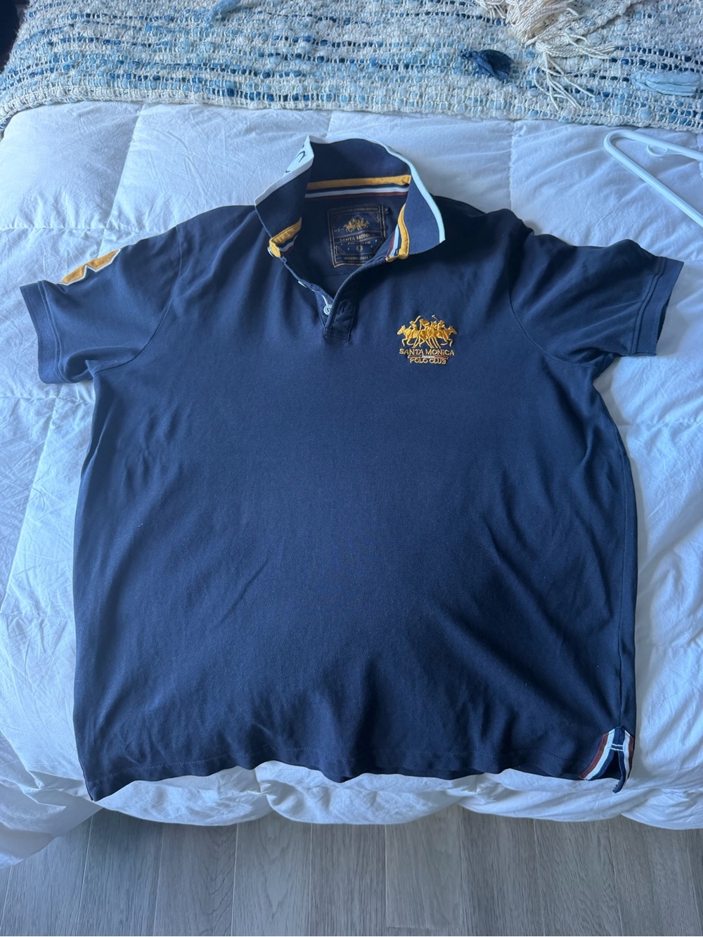 Santa Monica Polo Club Men’s XL Navy Embroidered #3 Polo Shirt